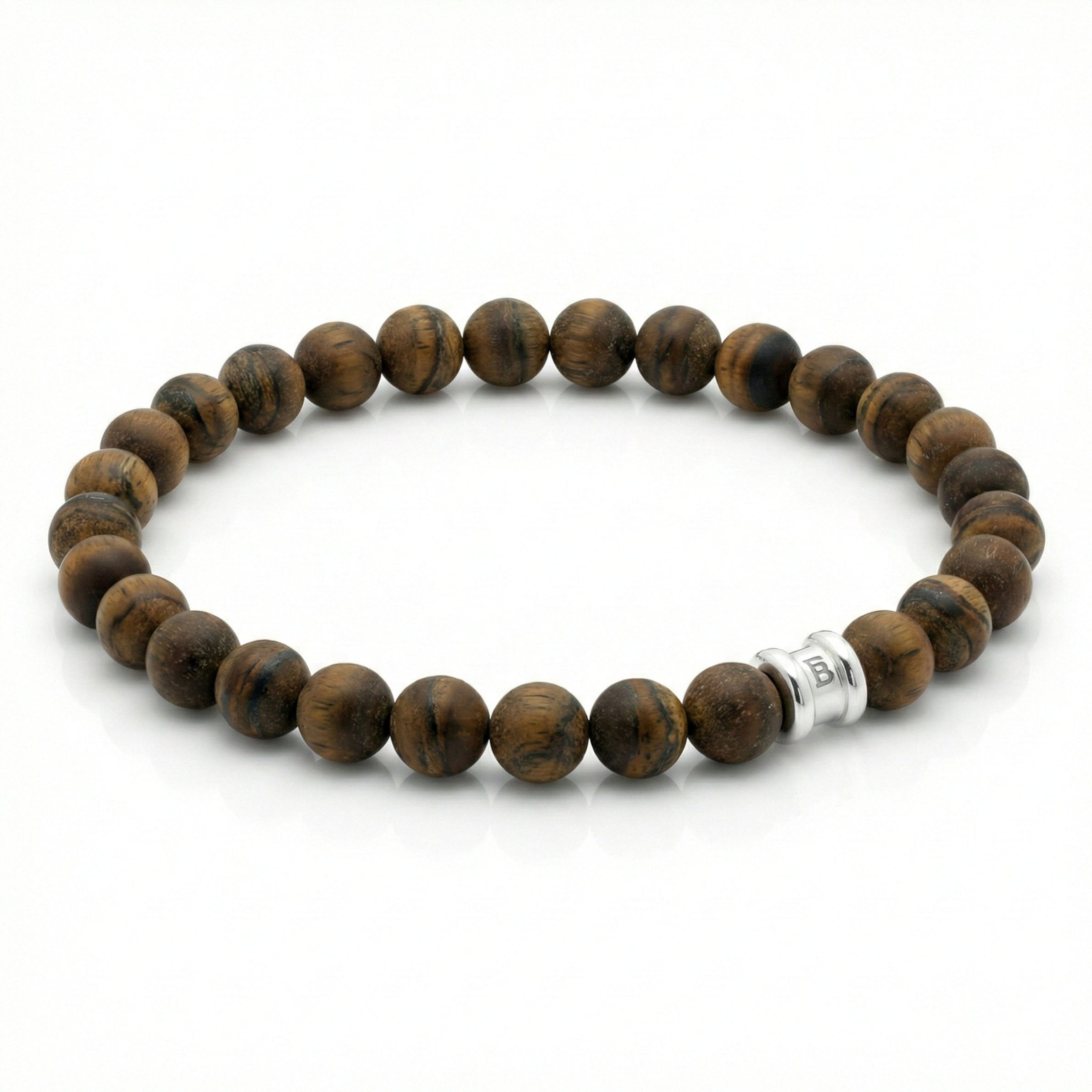 8mm Matte Round Tiger Eye Gemstone Beaded Bracelet
