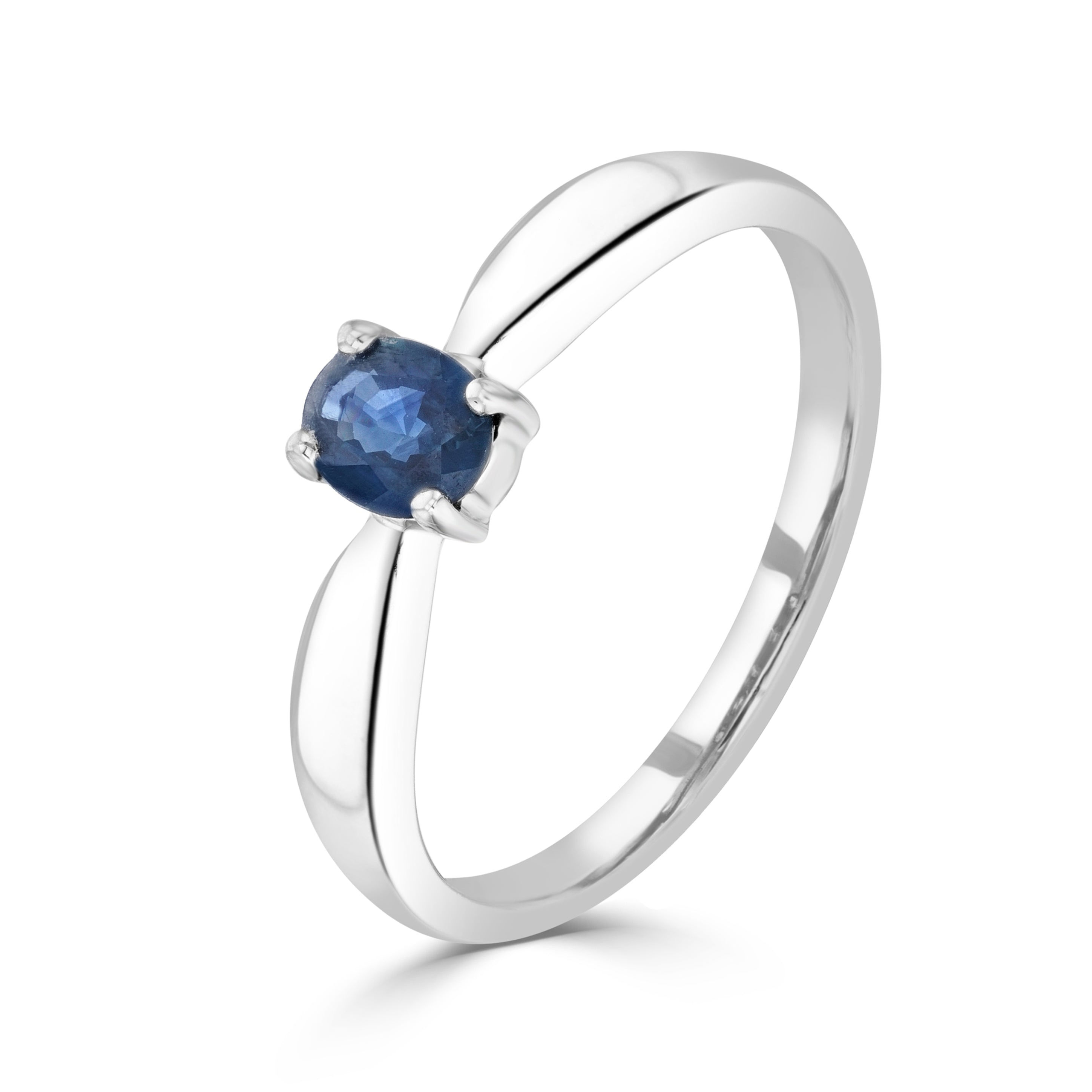 9CT White Gold Oval Sapphire Claw Ring 5x4mm
