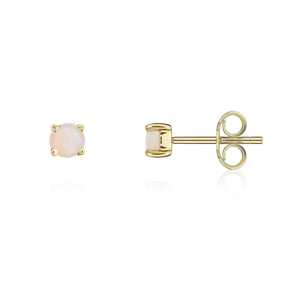 9CT Yellow Gold Round Opal Claw Stud Earrings 3mm