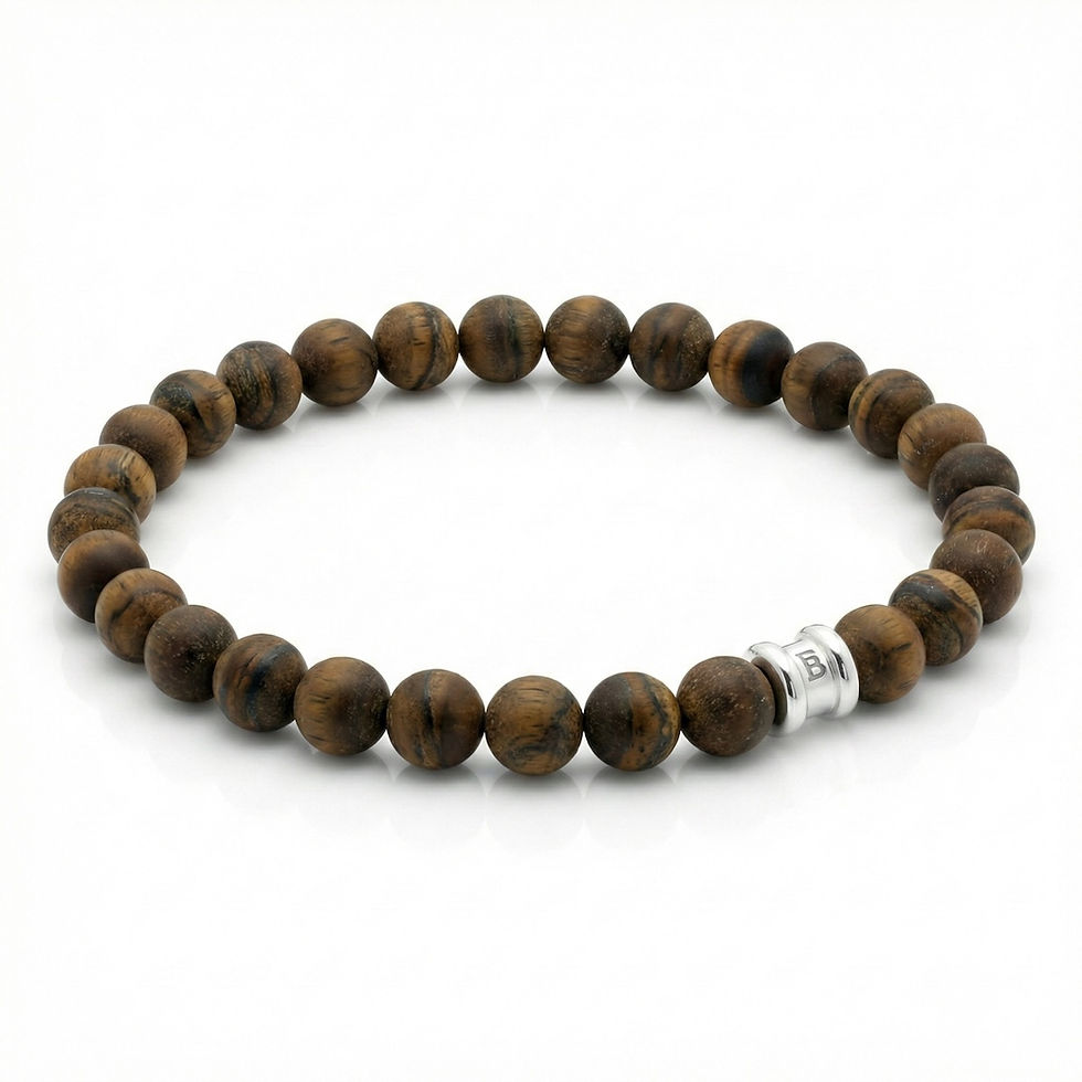Matte Round Tiger Eye Gemstone Beaded Bracelet on a white background
