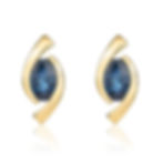 9ct yellow gold oval sapphire eye stud earrings front view Plymouth jeweller