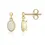 Thumbnail: Side view of 9CT yellow gold oval opal drop earrings 6x4mm