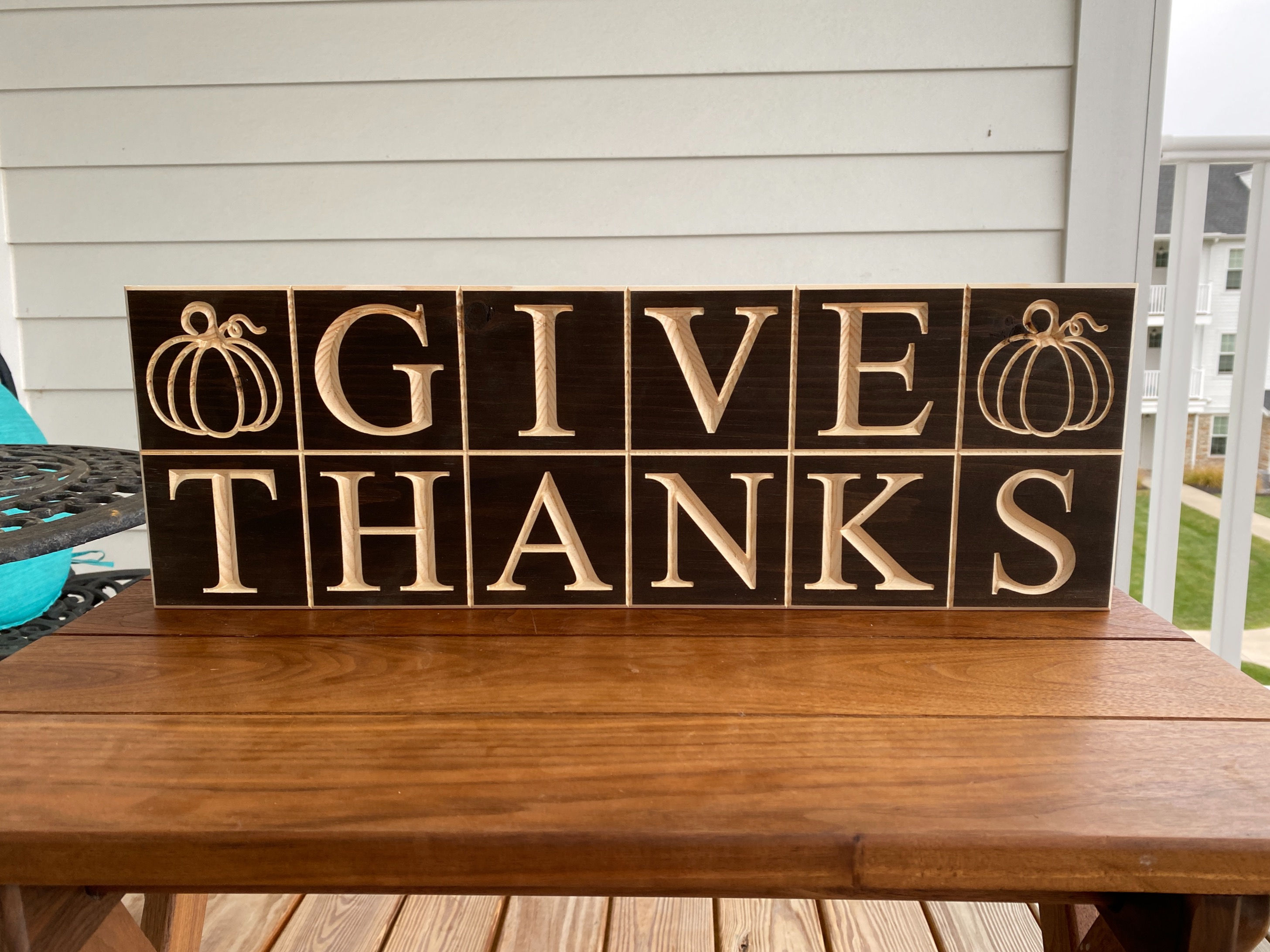 Give Thanks Carved Sign