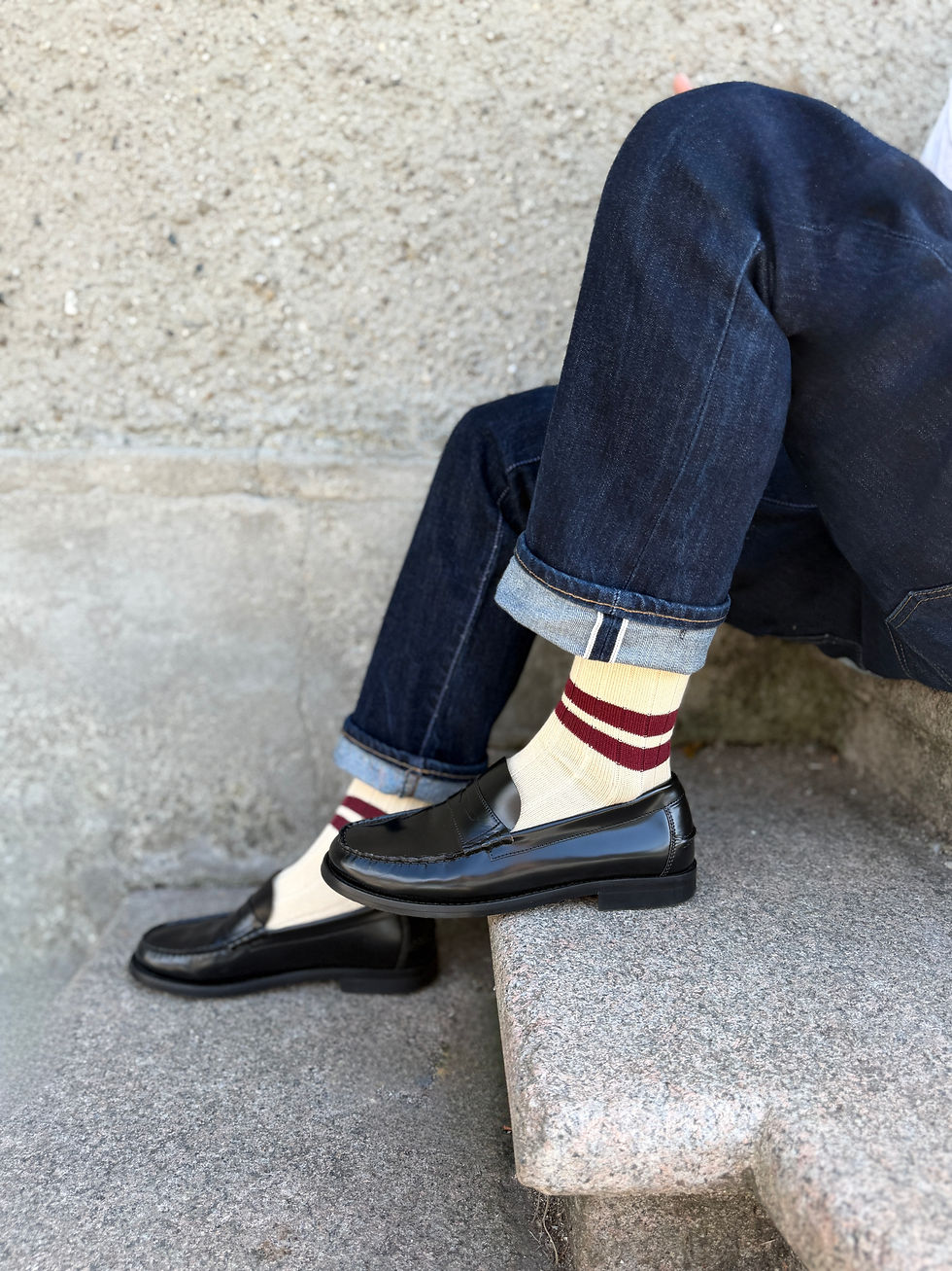 Miniatura: NEW B2B Natural - Double Bordeaux Stripes