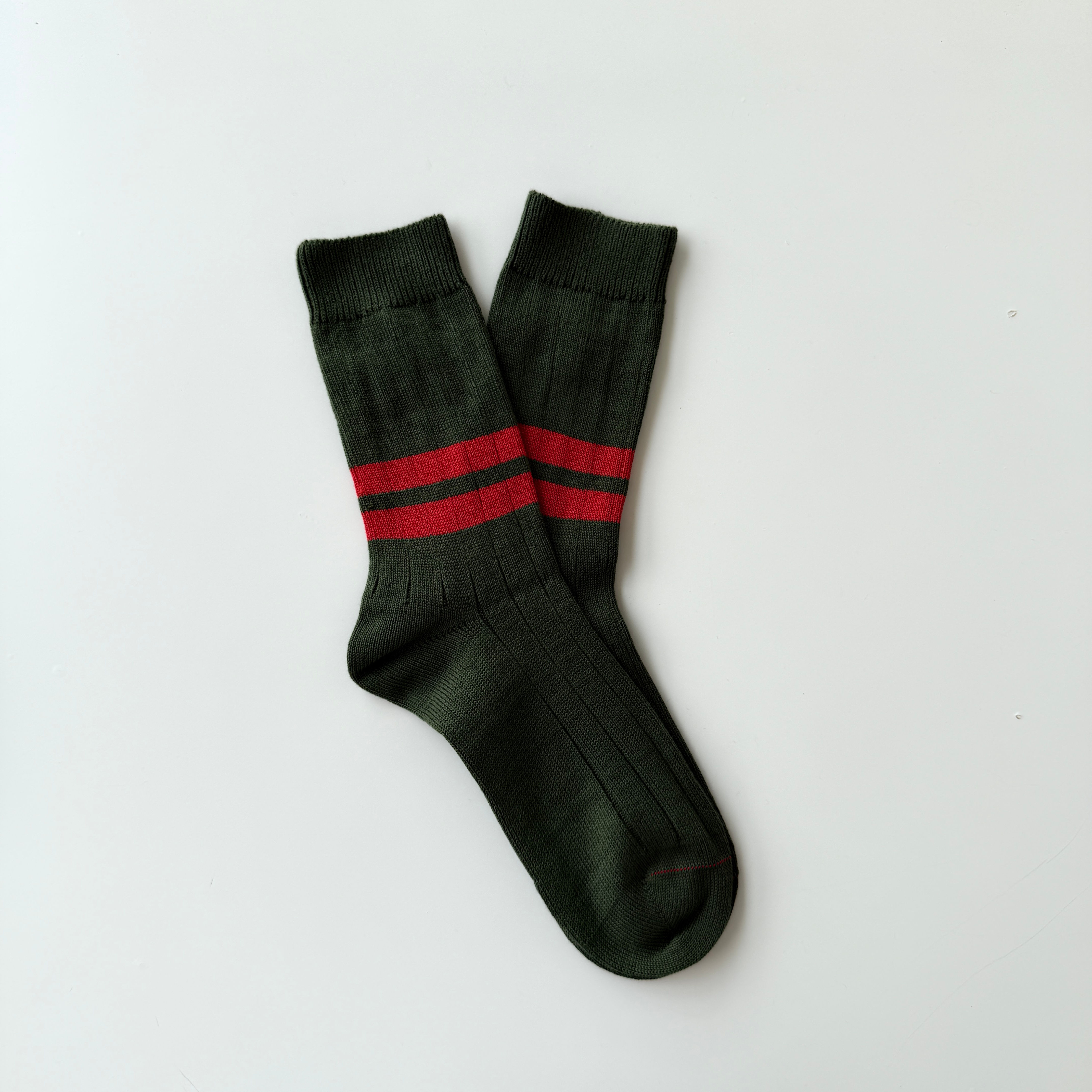 NEW Military Green - Double Red Stripes