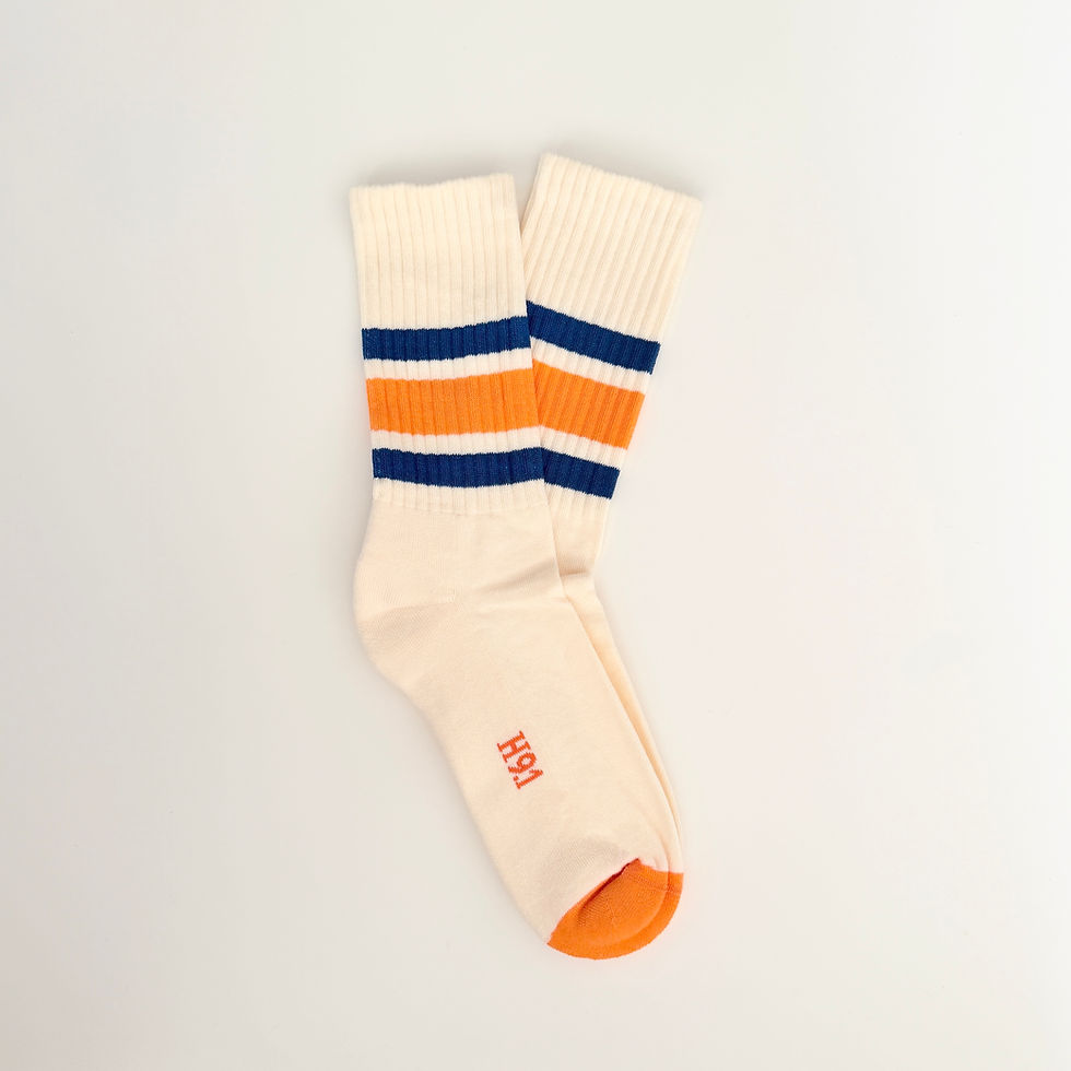 Natural - Orange & Cobalt Stripes