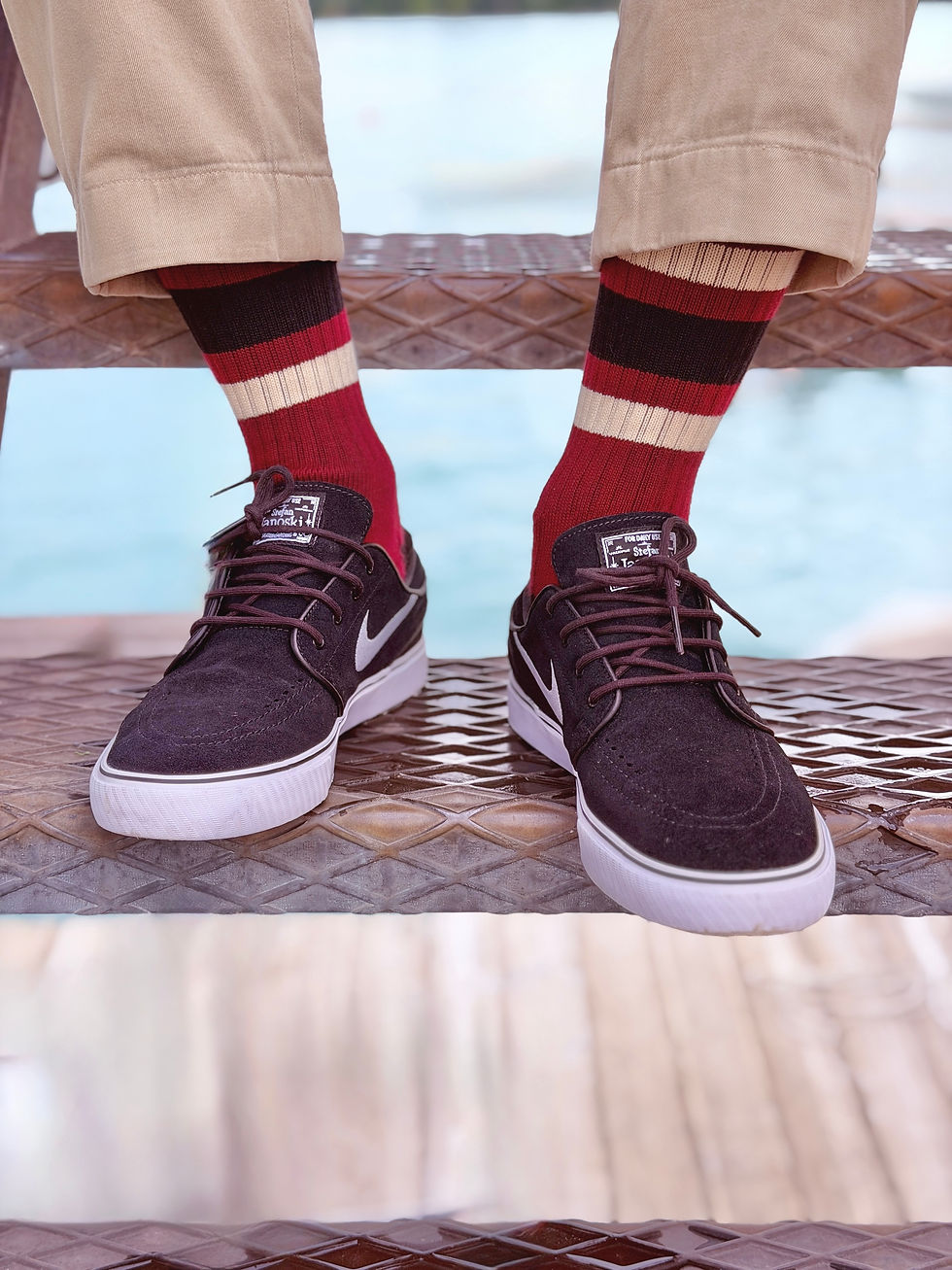 Thumbnail: NEW B2B Bordeaux - Black & Natural Stripes