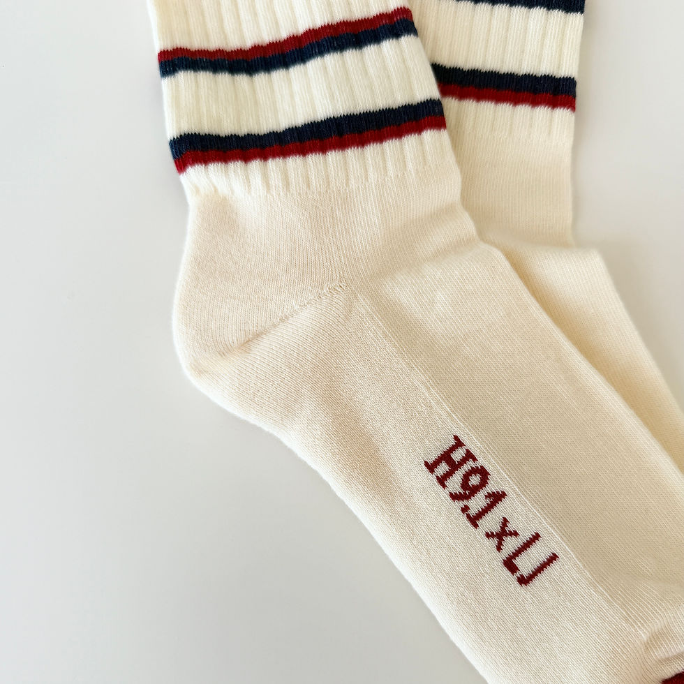 Thumbnail: NEW Natural - Dark Red & Navy Stripes