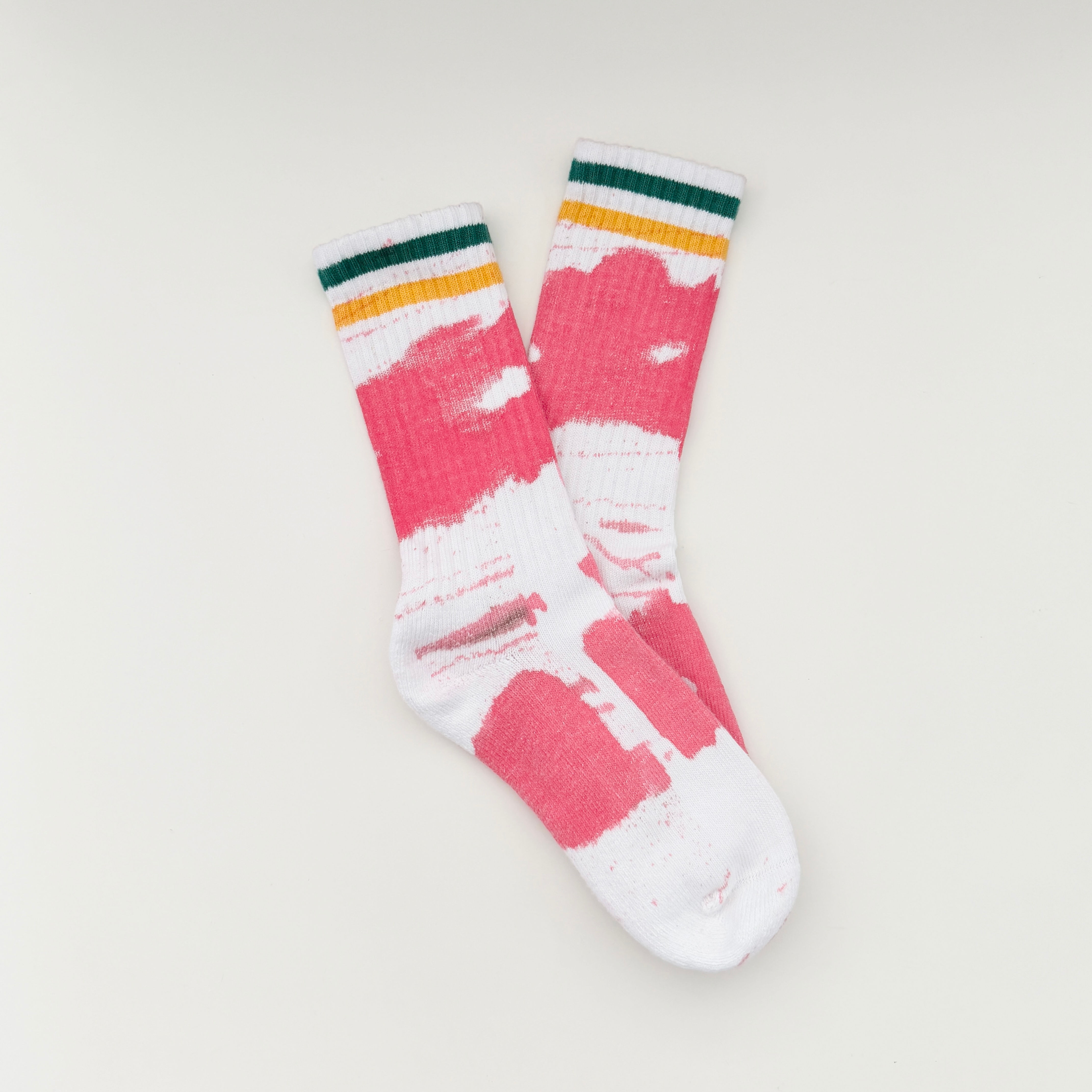 New Tie Dye White - Yellow & Green Stripes