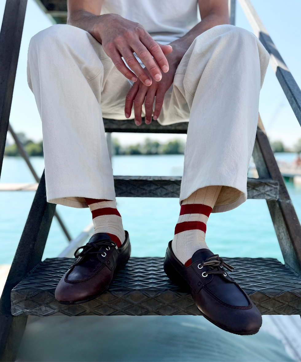 Miniatura: NEW Natural & Bordeaux Stripes
