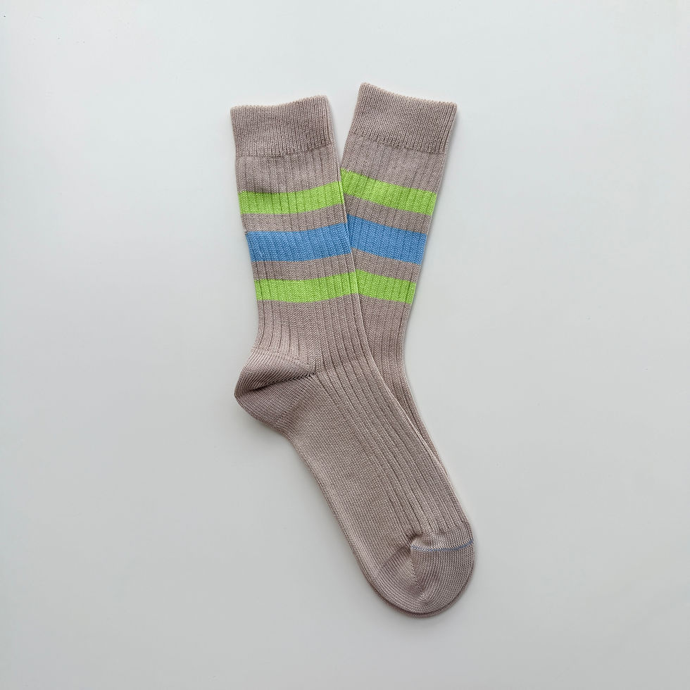 Miniatura: NEW B2B Cappucino - Azure & Acid Green Stripes