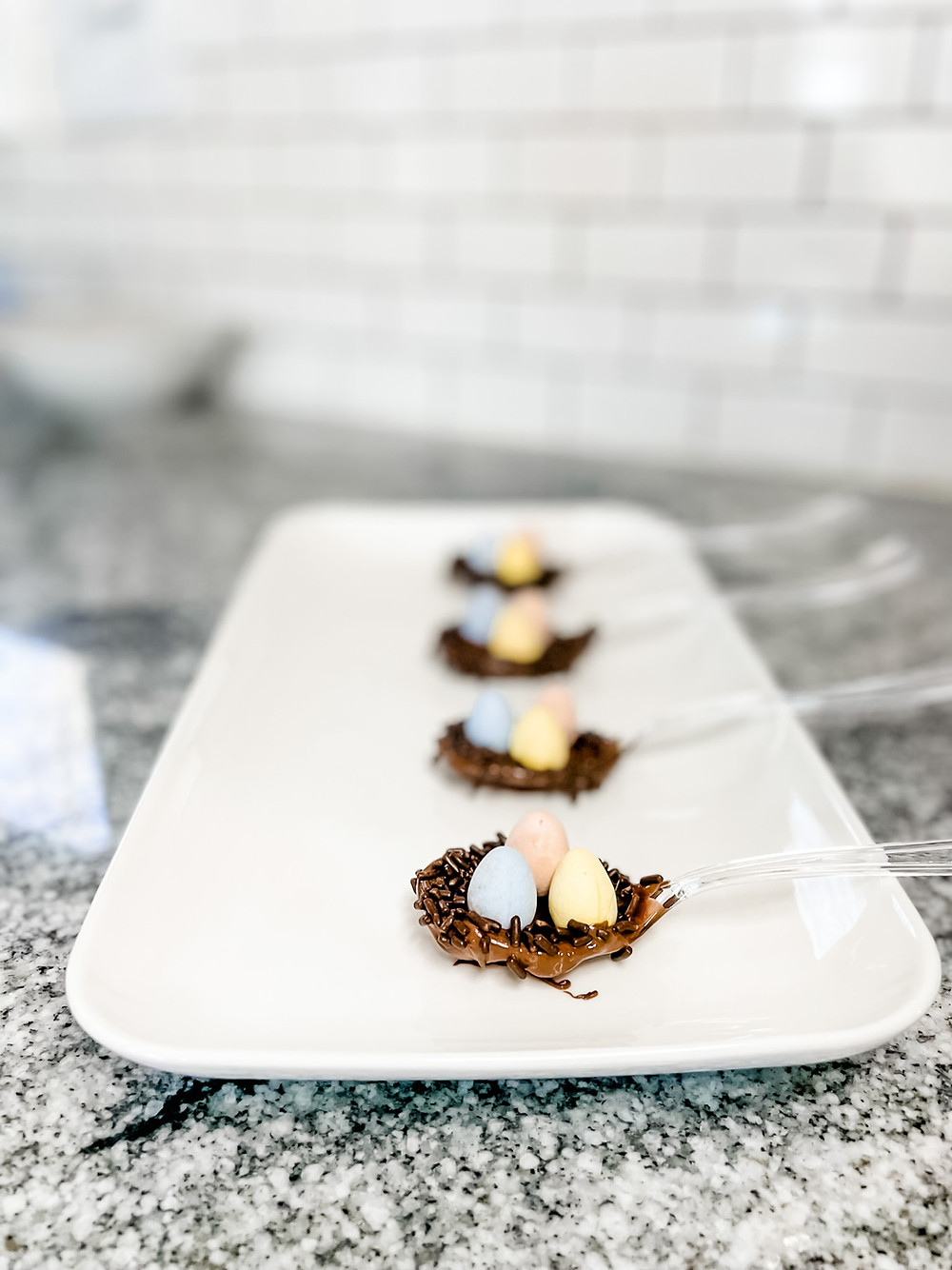 A kid friendly Easter treat, chocolate birds nests.