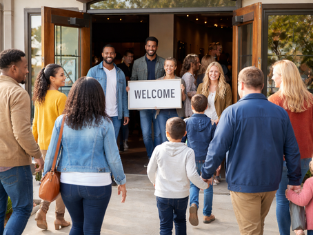 a woman inviting people to church