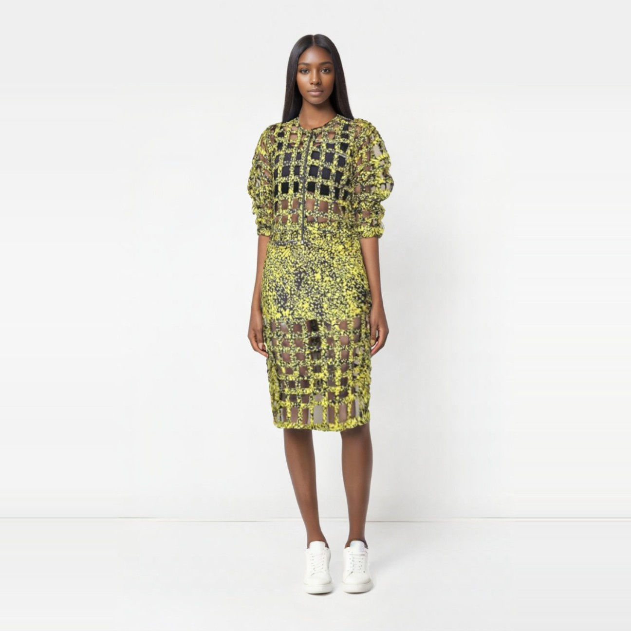 Basket Jacket and Skirt, 2 set, Yellow and Black