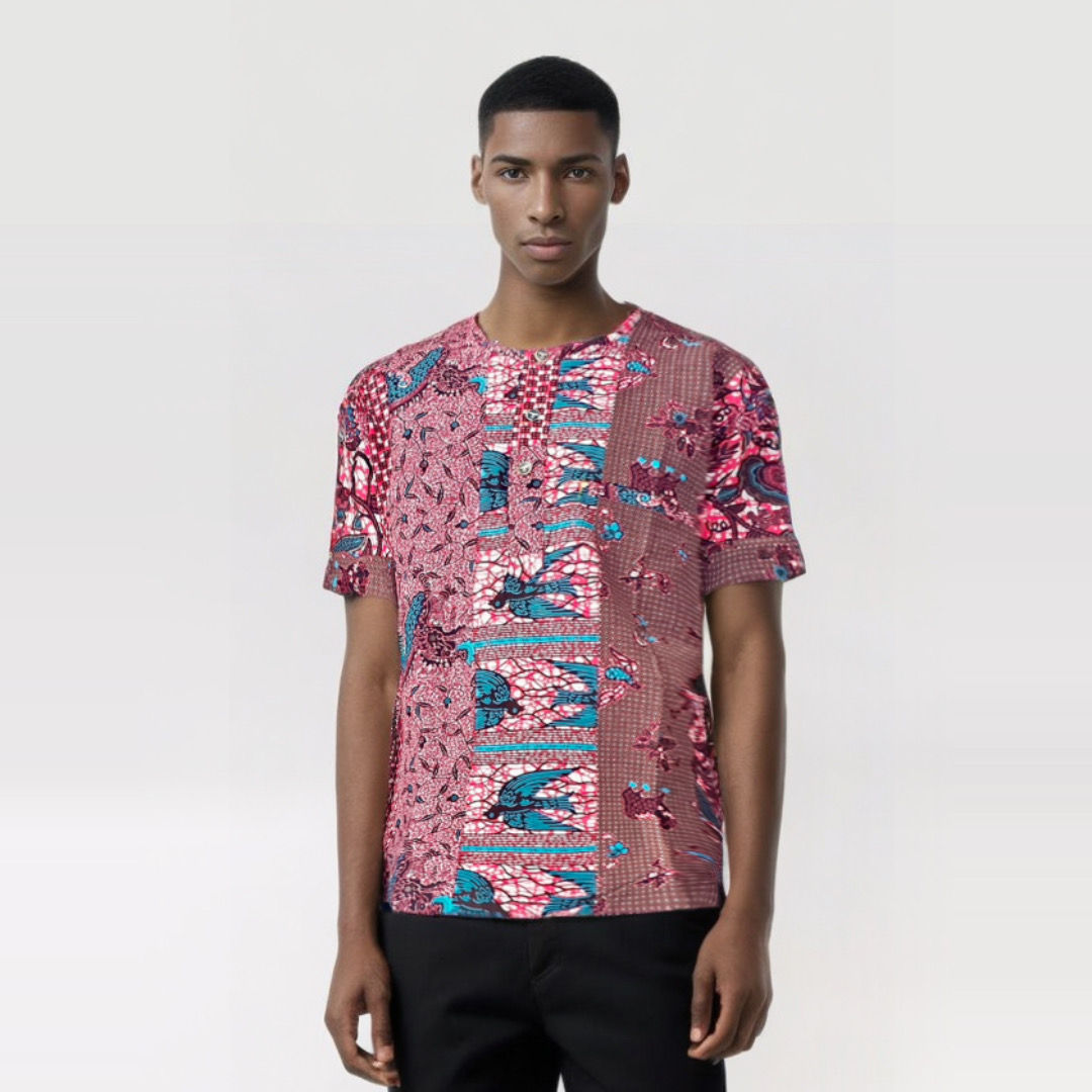 Men's round neck short sleeve shirt, with a left pocket