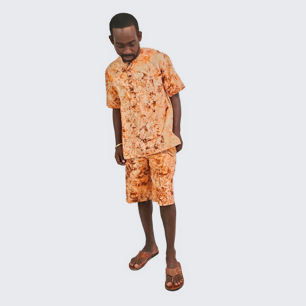 Thumbnail: Earth Flame Set Tie & Dye Round Neck Half Button Down Short Sleeves