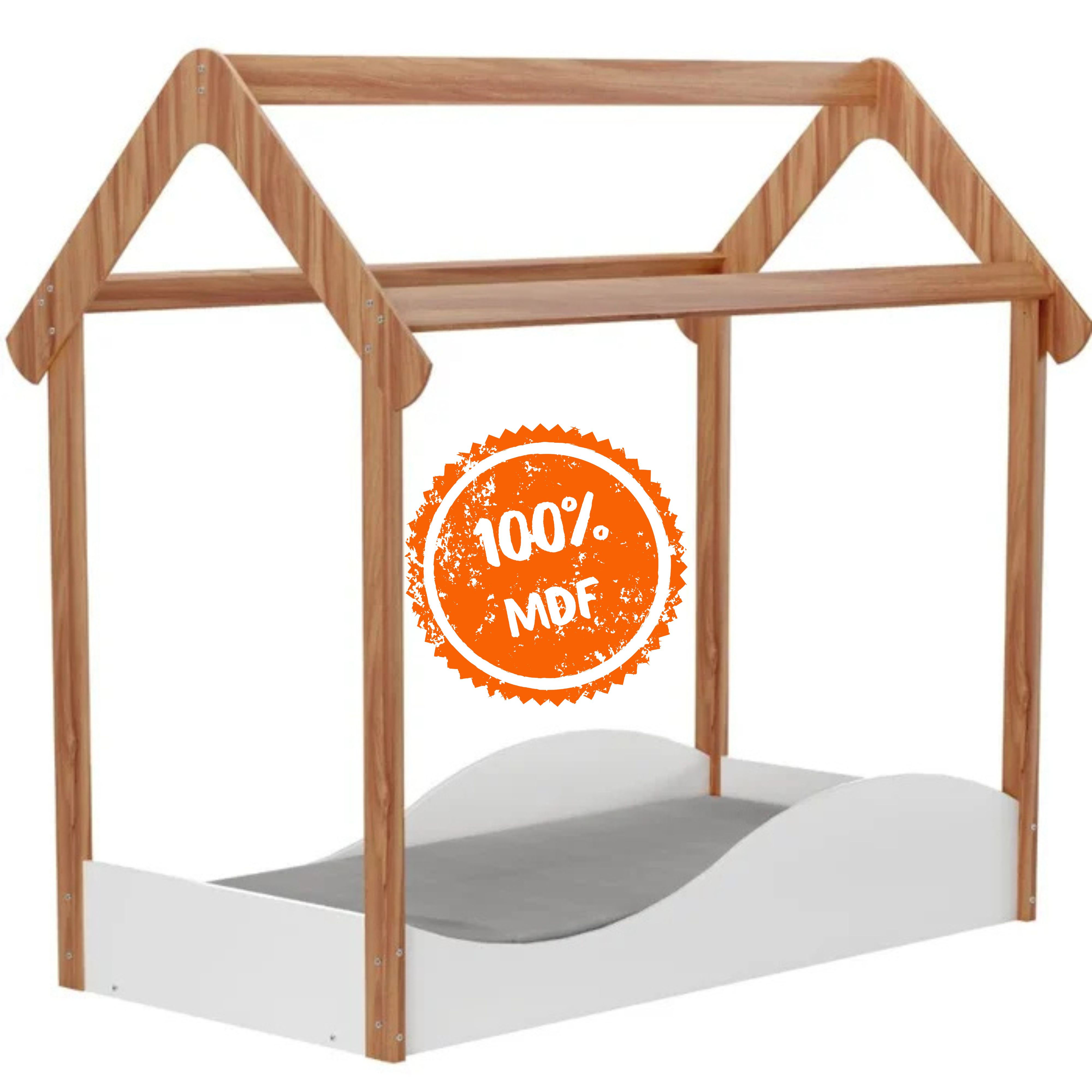 MINICAMA MONTESSORIANA ULI PEROBA - BRANCO BRILHO / CARVALHO