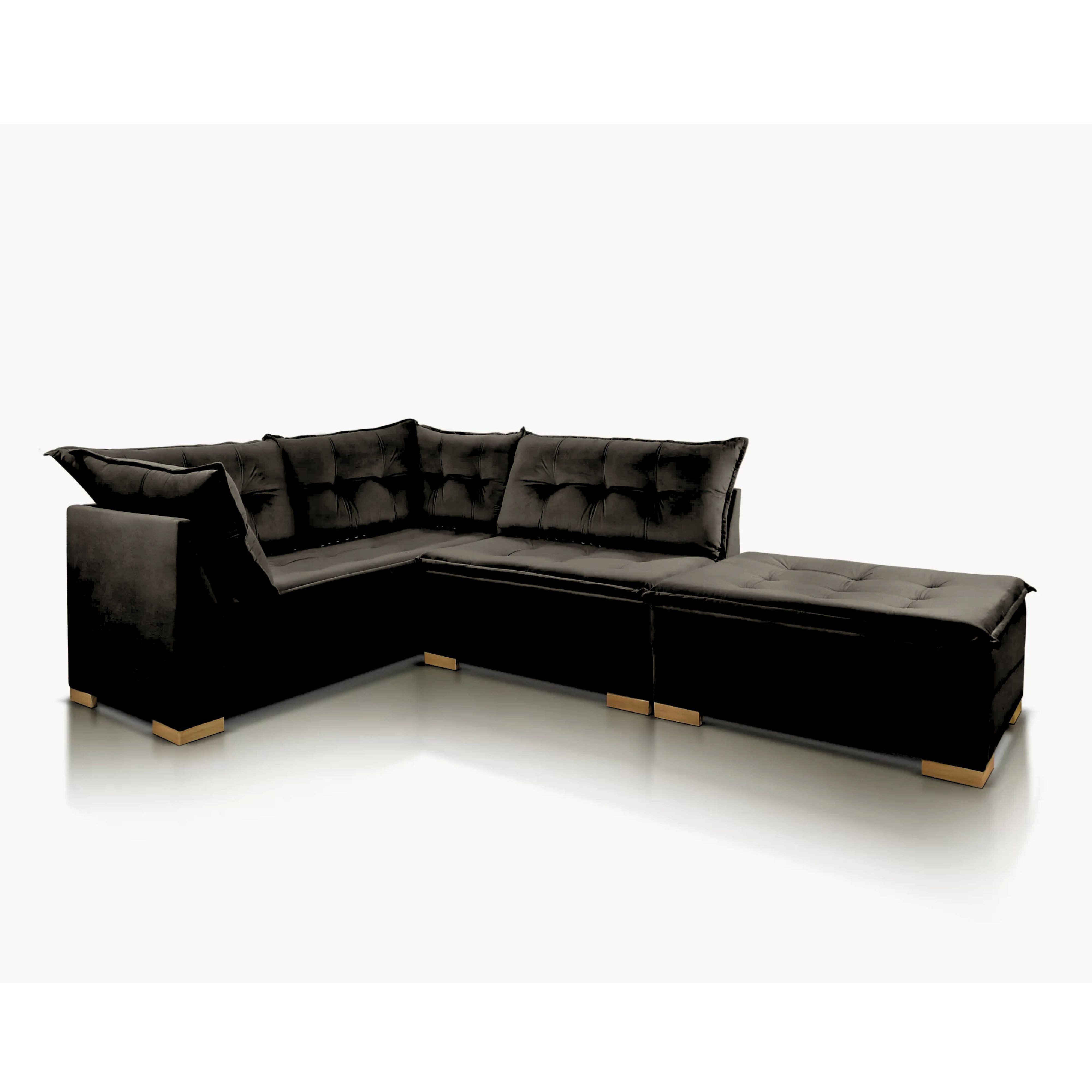 CONJUNTO DE CANTO JC VENUS COM PUFF EXTRA - PRETO (569)