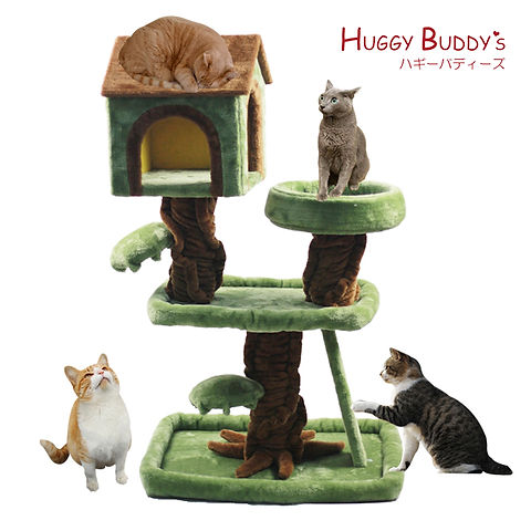 ☆キャットタワー☆猫ちゃん喜ぶ森のハウス☆爪とぎ☆ハギー