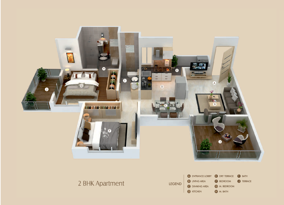 Westford 2 BHK Floor Plan