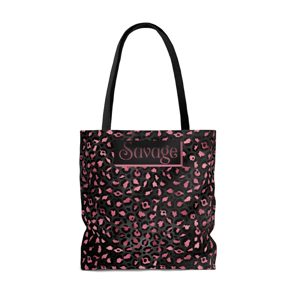 Thumbnail: Savage Pink Leopard Print Tote Bag V1