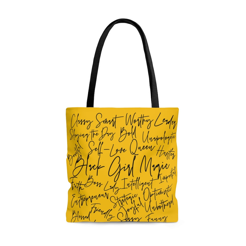 Thumbnail: Black Girl Magic Affirmation Tote Bag Black and Gold