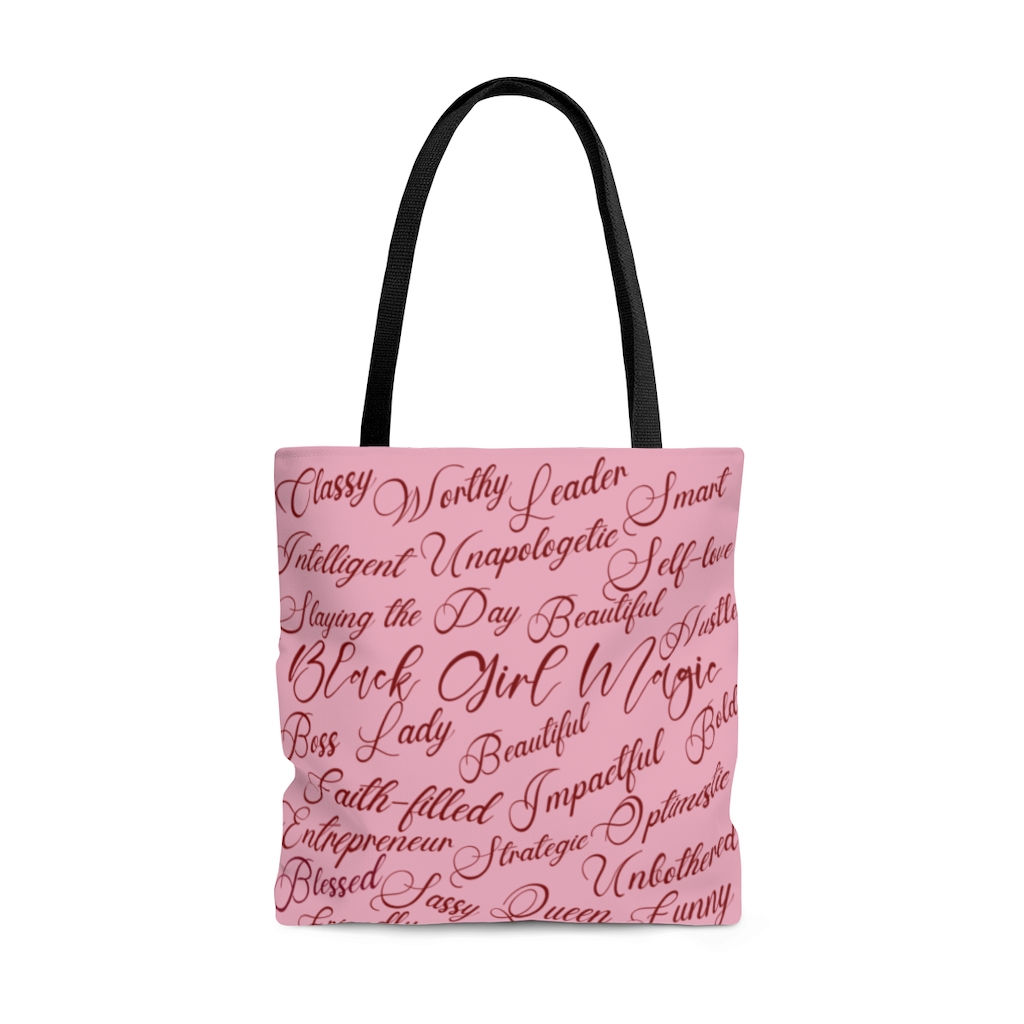 Black Girl Magic Affirmation Tote Bag Pink and Burgundy