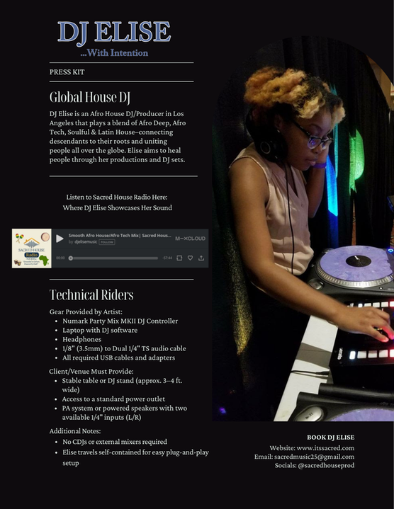 DJ Elise Media Kit in Black & Blue Aspirational Elegance Style.png