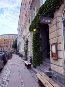 Exterior of HOST, Michelin‑starred restaurant in Copenhagen, featuring its modern Nordic design.