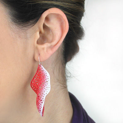 Thumbnail: Red-White Leaf Earrings