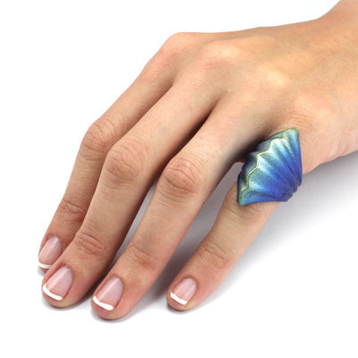 Thumbnail: Blue-Light Green Wave Ring