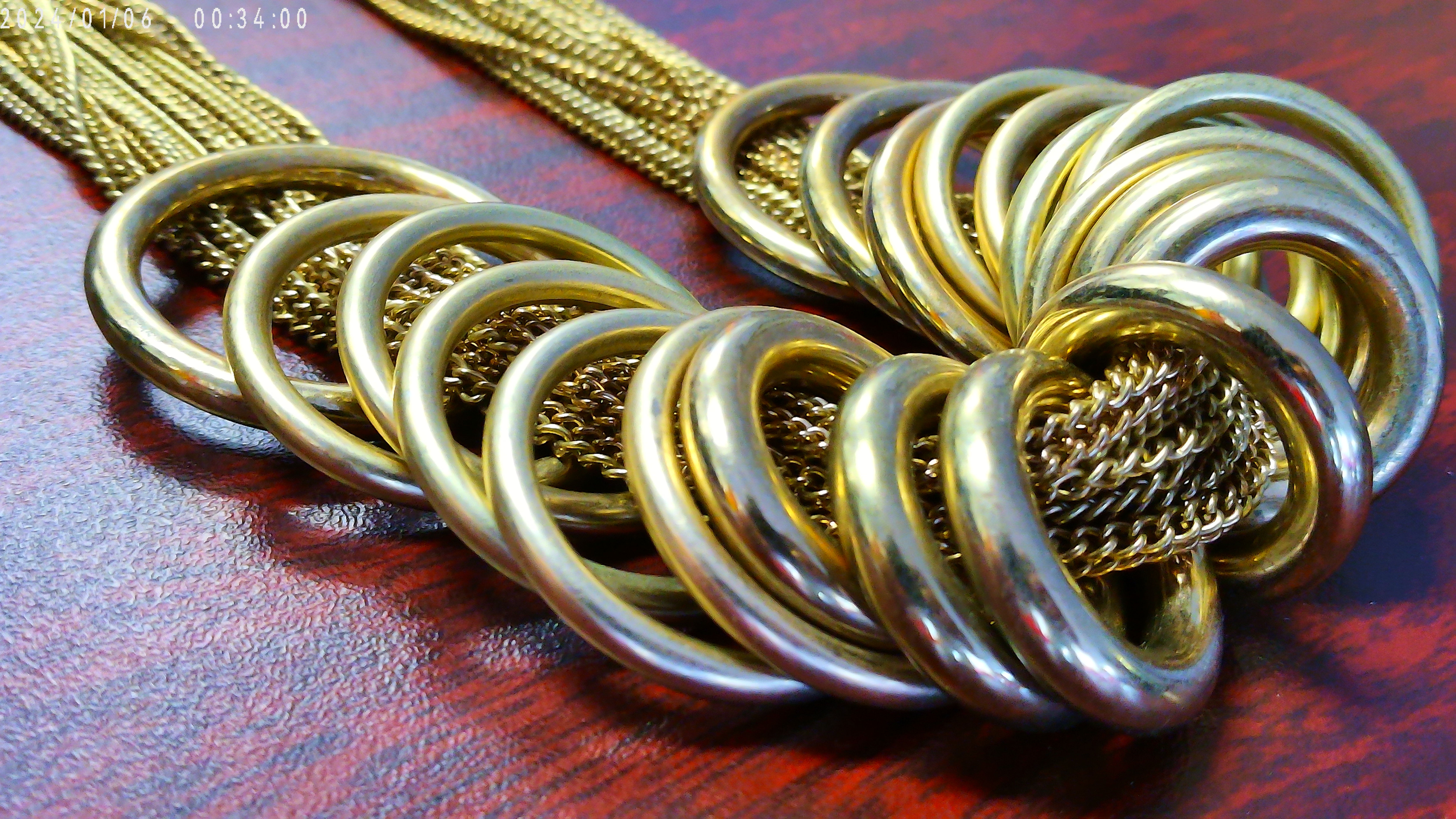 Brass Rings on Chains Necklace
