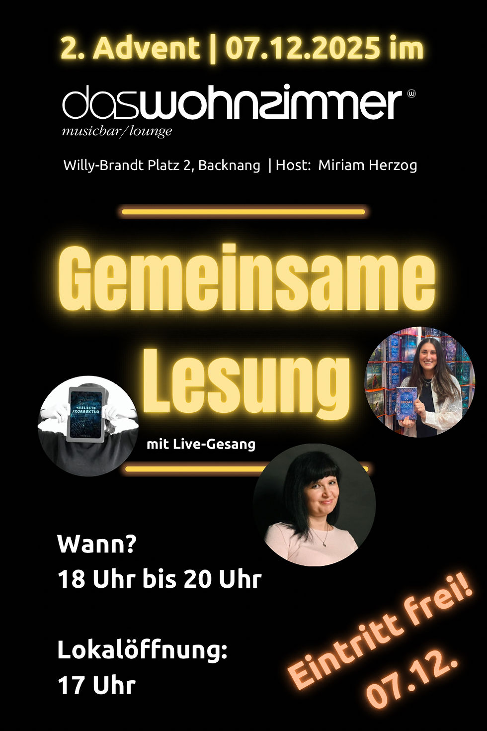 2. Adventssonntag „Gemeinsame Lesung“ mit drei Autorinen