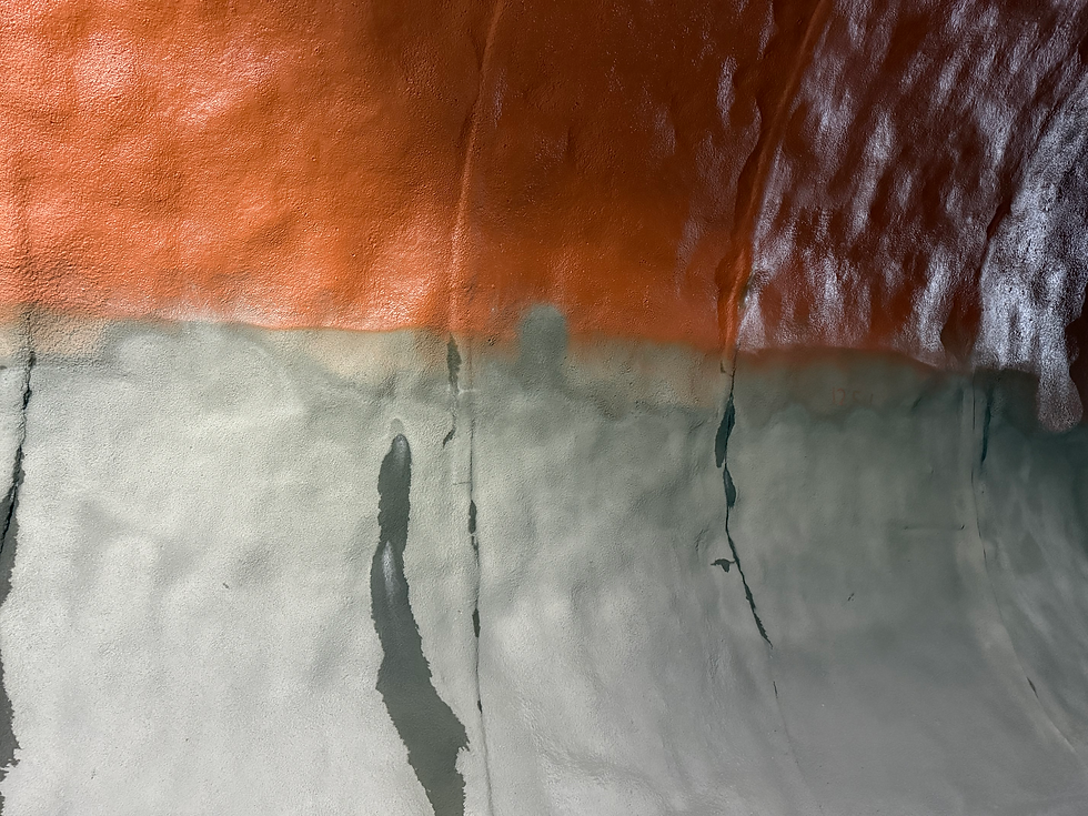 Orange first coat on the crown