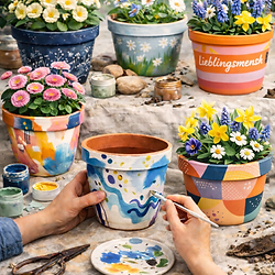 Blumentopf Bemalen Ulm, Biberach, Ehingen, Laupheim, Workshop
