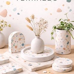 Fertige Terrazzo-Unikate aus dem Kreativkurs in der Werkstadt Ulm