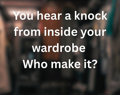 “Scary puzzle illustration: ‘You hear a knock from inside your wardrobe. Who made it?’ creepy riddle”