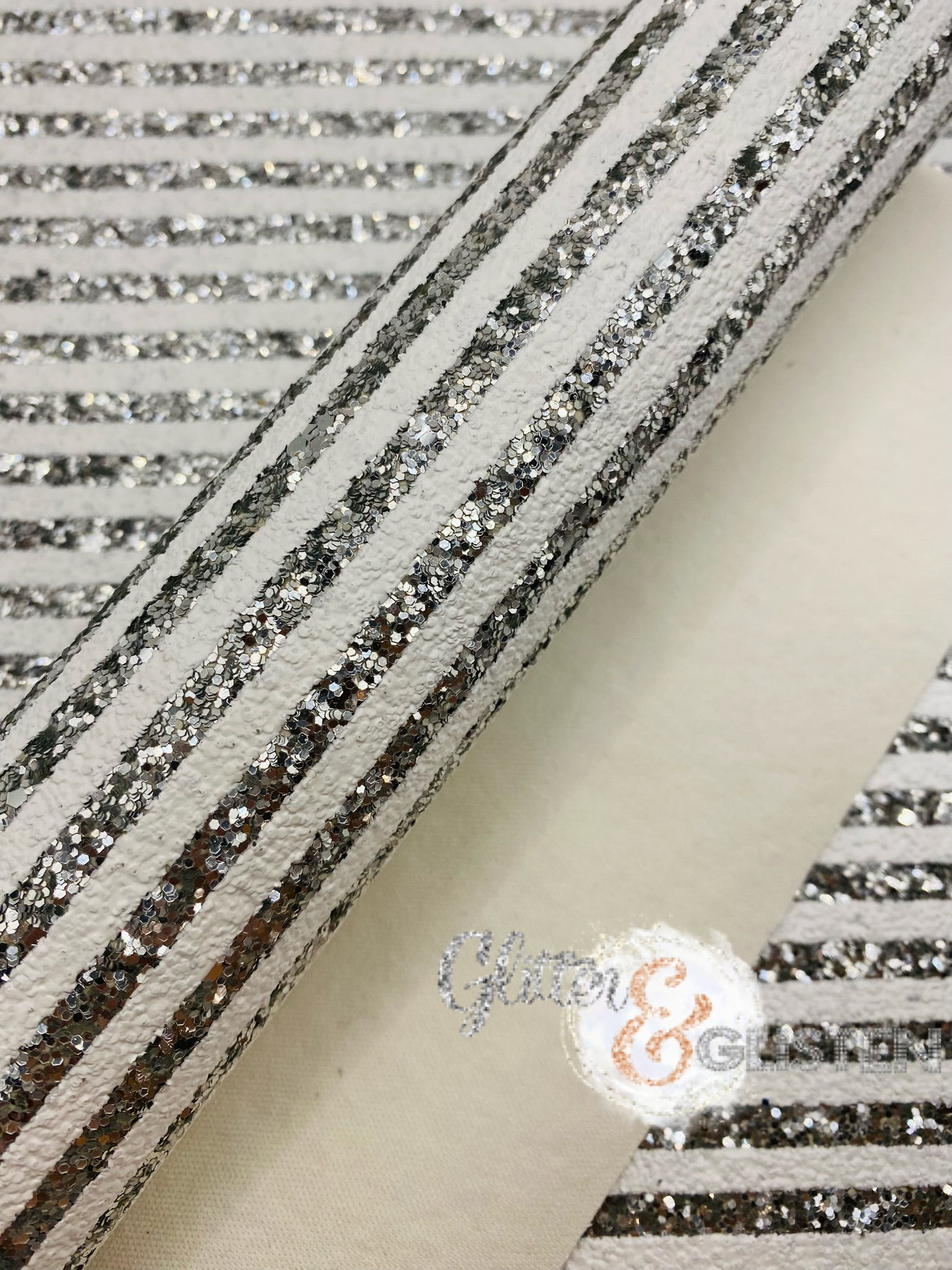 Chunky Glitter - 80s bauble silver stripe