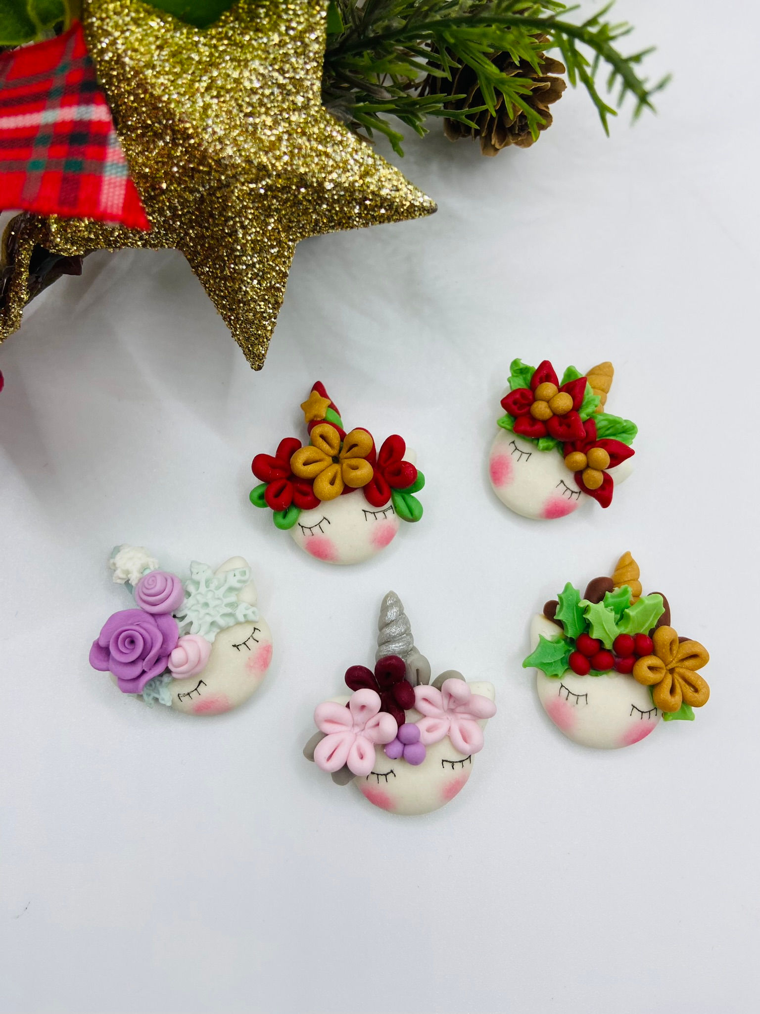 Christmas Embellishment - Clay Unicorn centres
