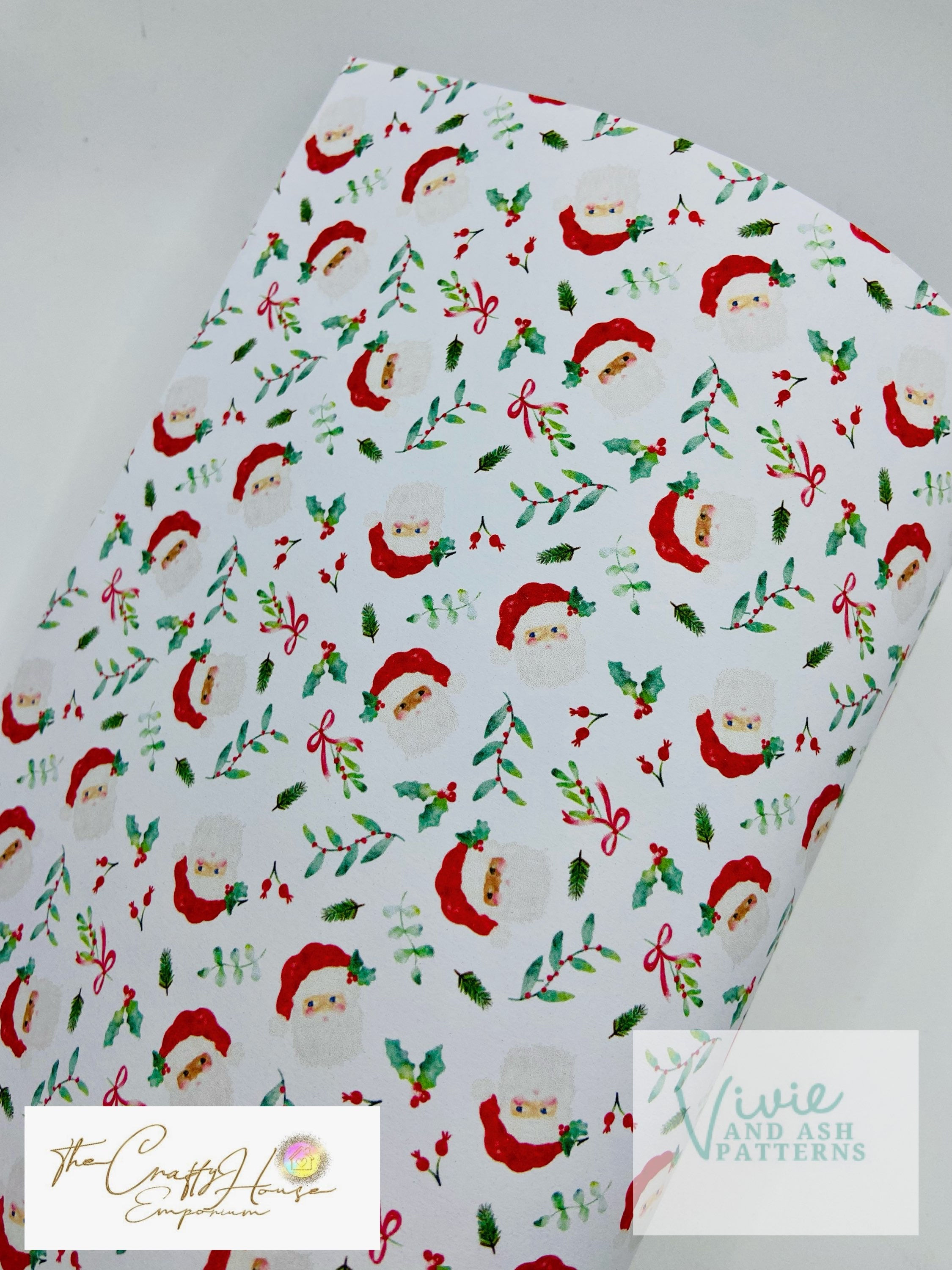 Christmas Prints - Floral Santa on white