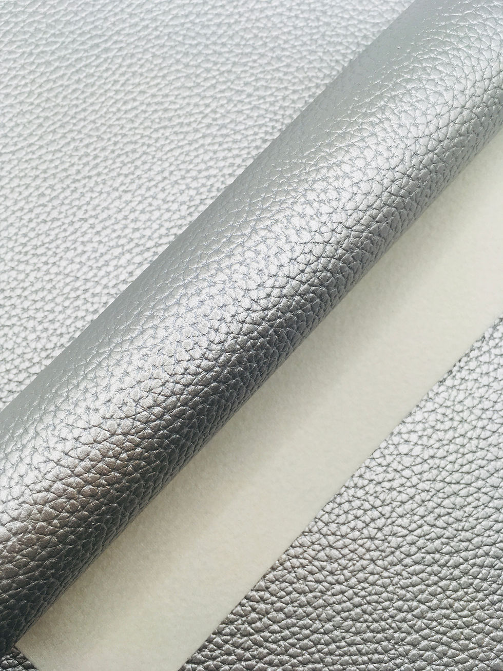 Litchi Leather - Pearlised Silver