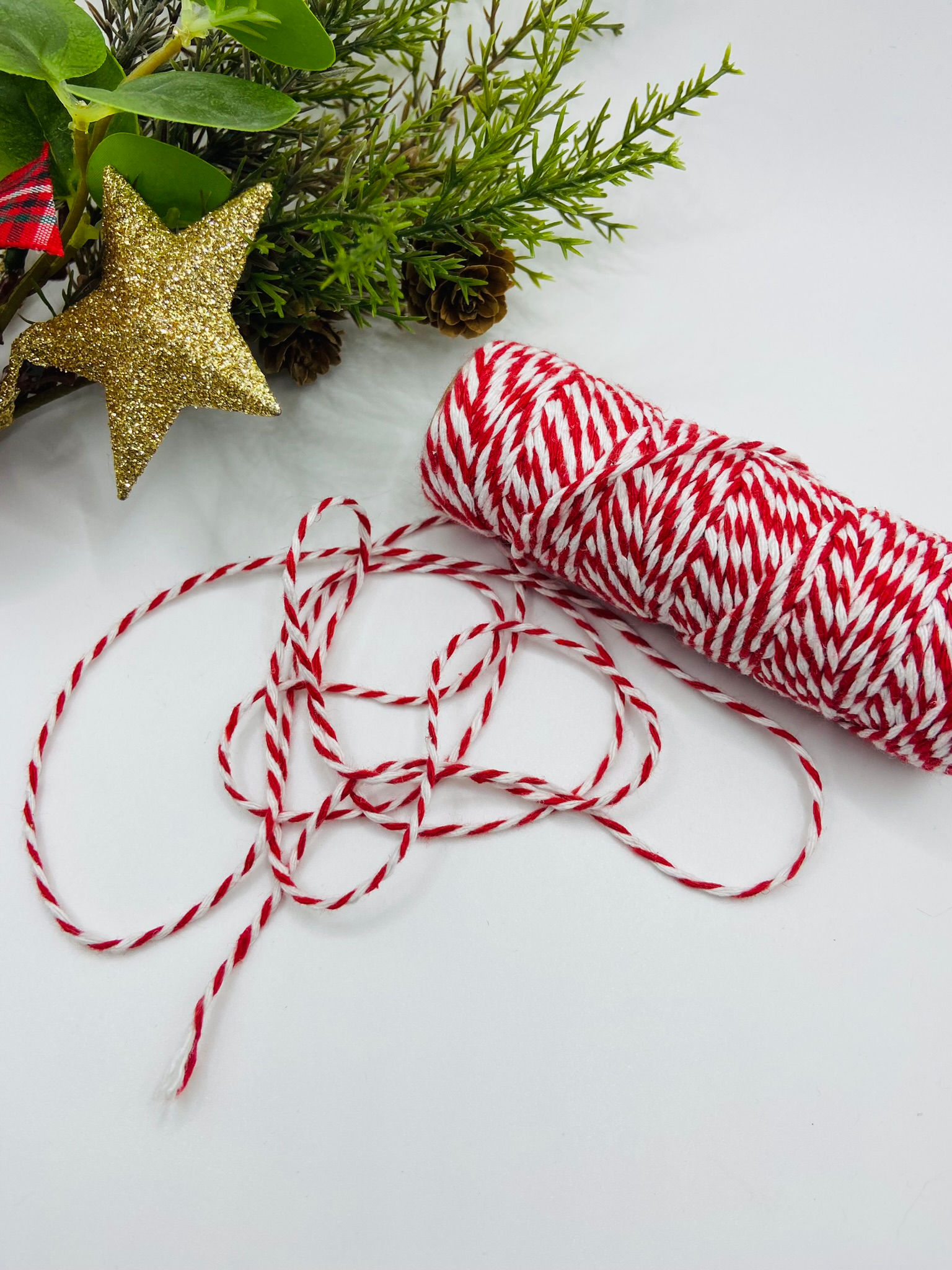 Christmas Embellishment - Red and white candycane ribbon - per metre