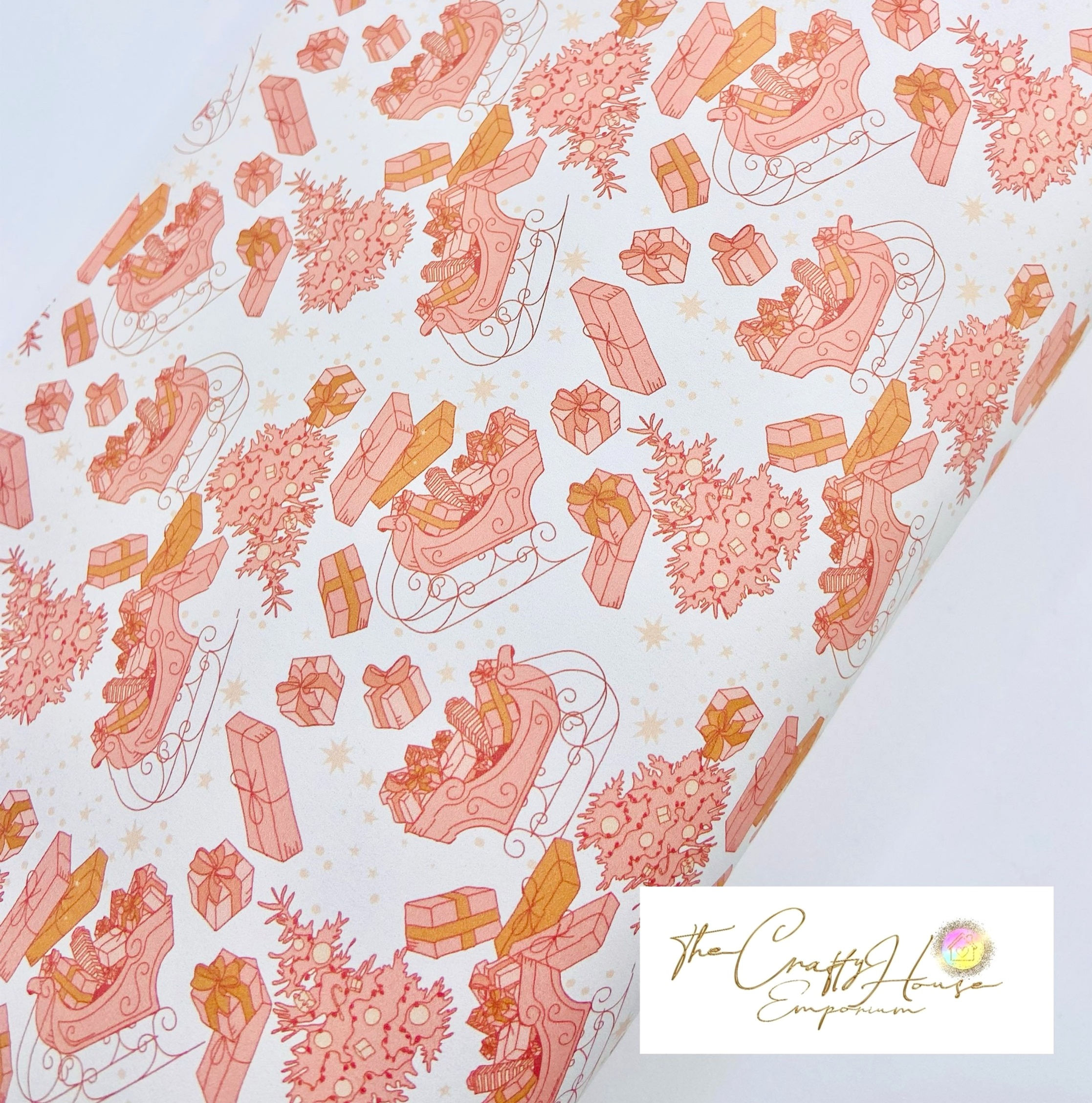 Christmas Prints - Vintage Rose Gold Sleighride