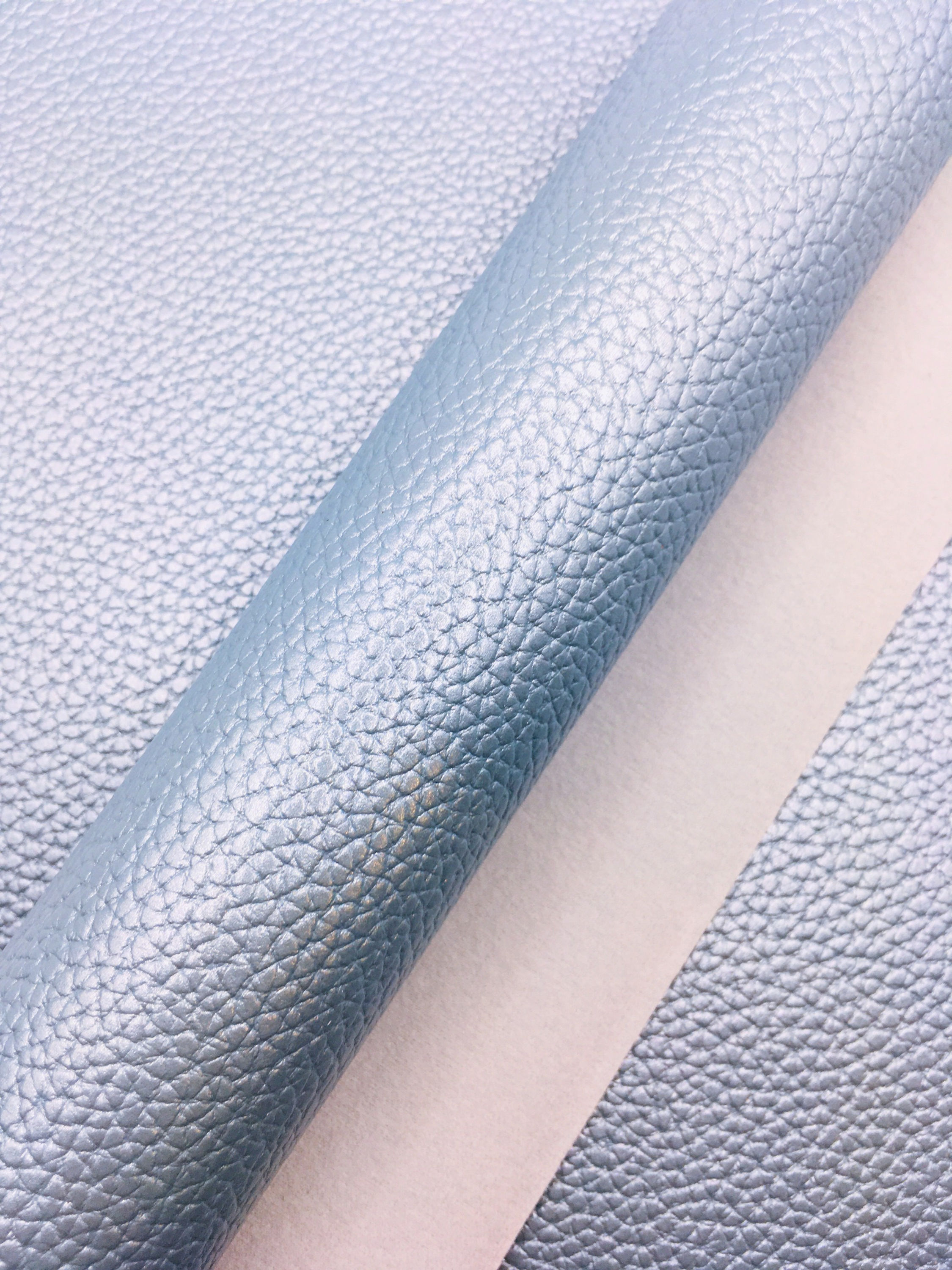 Litchi Leather - Pearlised Blue