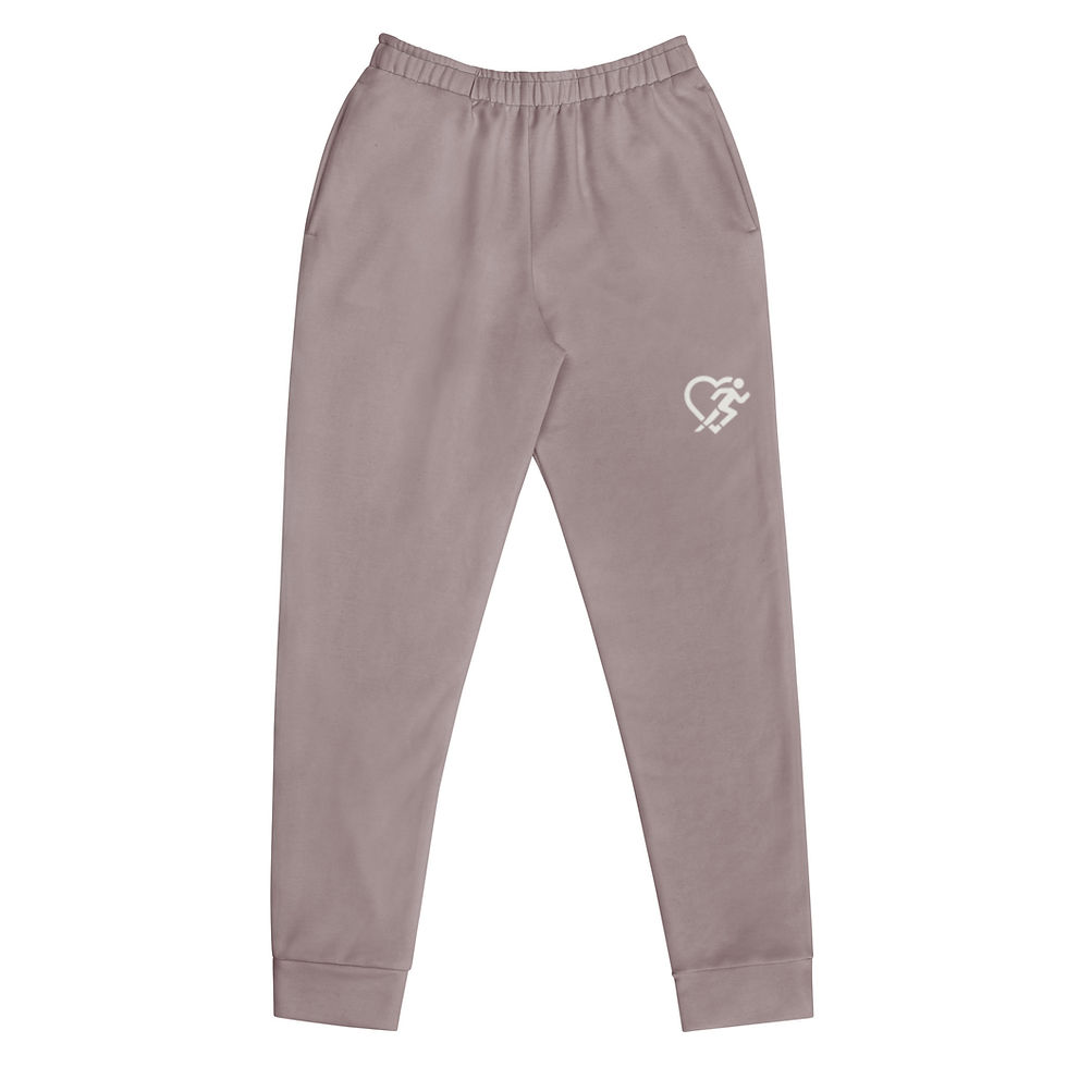 Recycled women's taupe jogger sweatpants, folded flat lay