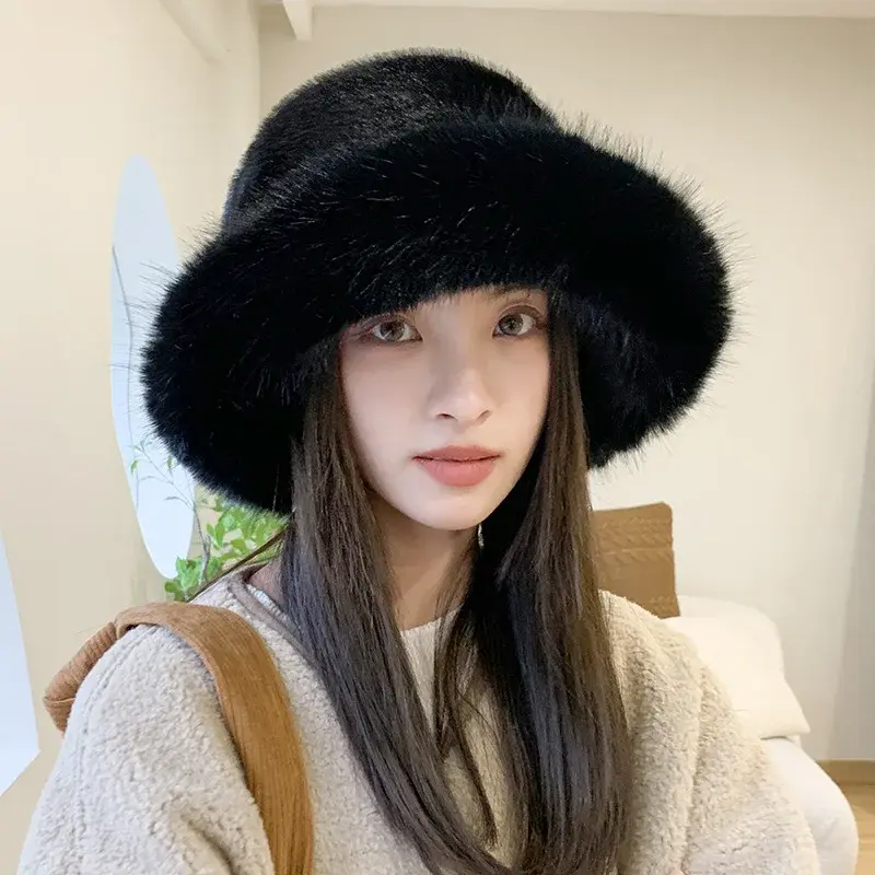 Thumbnail: Faux Fur Fluffy Bucket Hat - view 3
