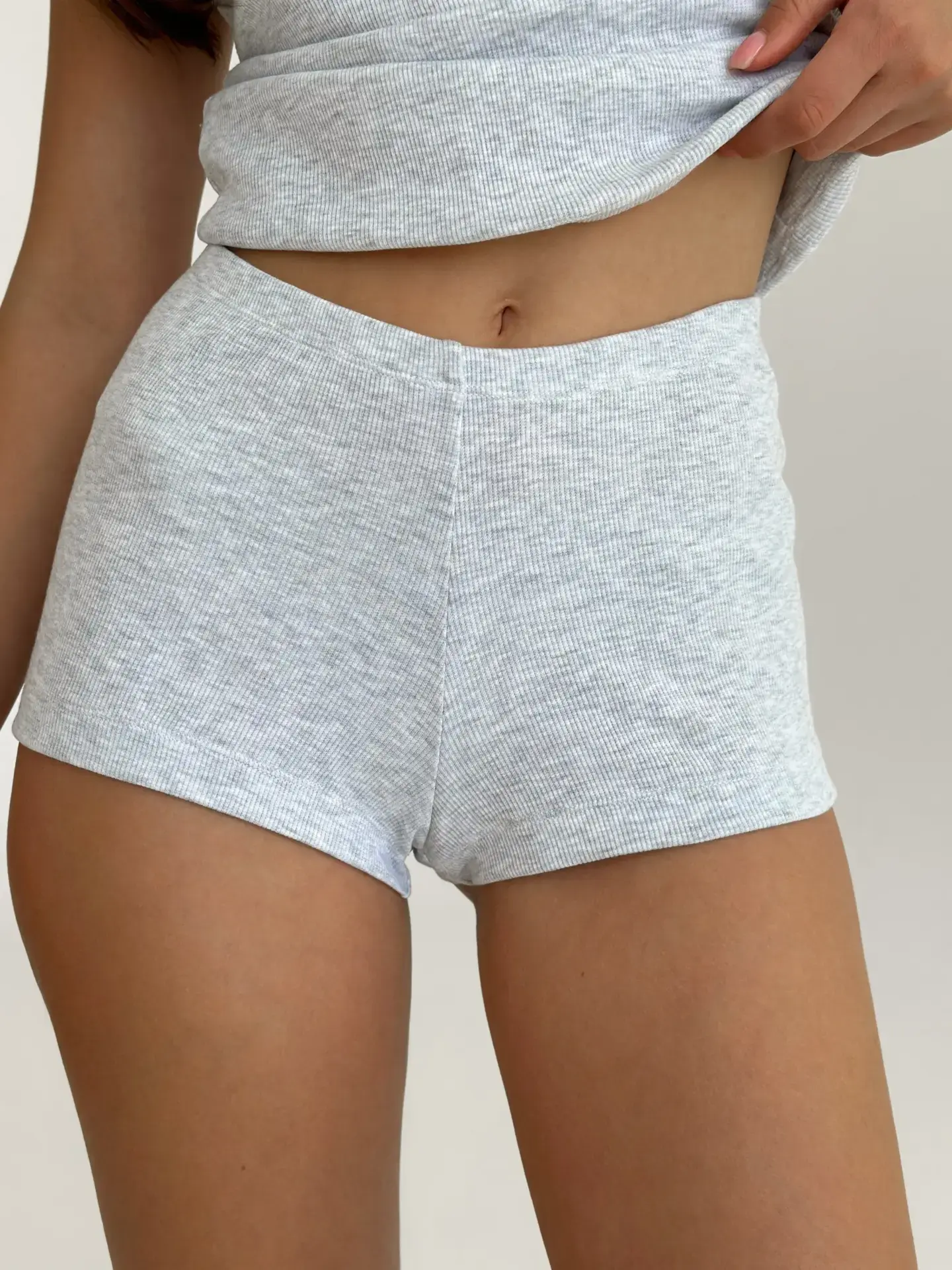 Шорти міні трикотаж рубчик сірі