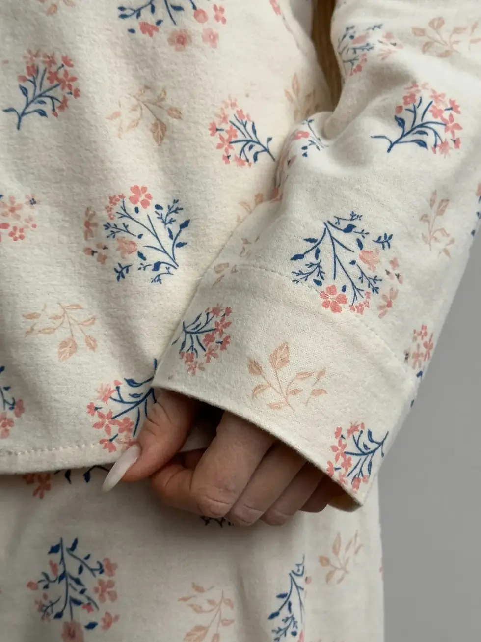 Прев'ю: Фланель піжамний комплект молочний “гілочка”