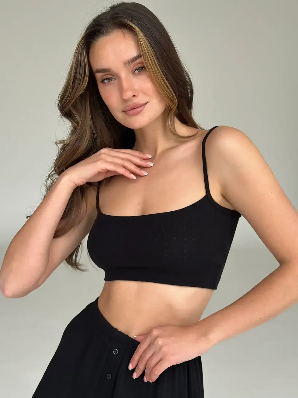 Прев'ю: Рібана топ на бретелях чорний