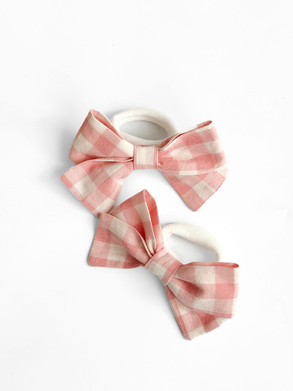 Бантик бавовна рожева клітинка на резинці 2 шт
